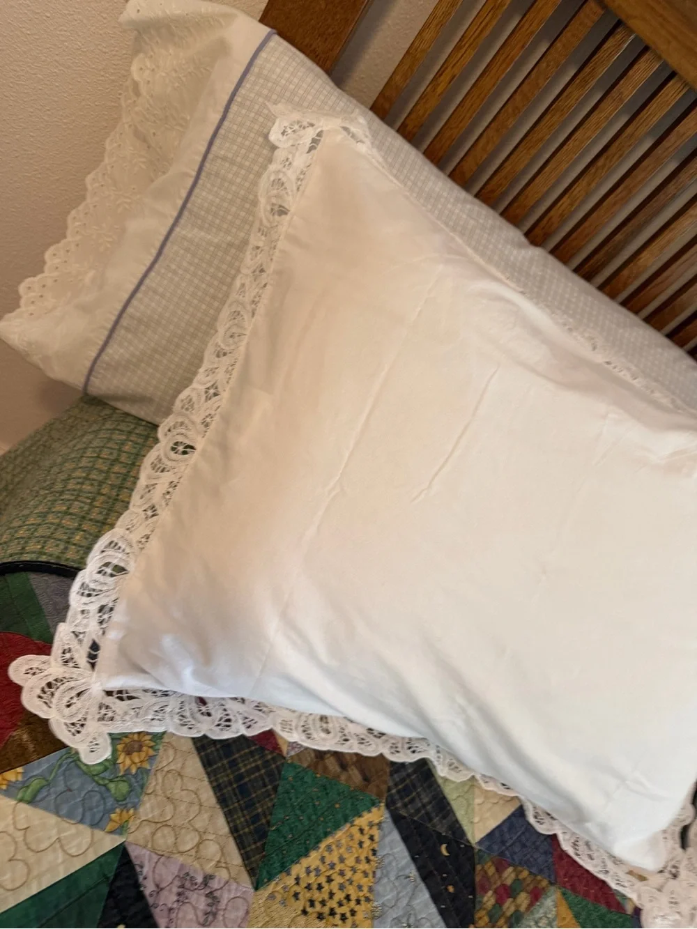 Vintage JCPenney Home Lace Pillow Shams 21x27 Cottagecore Romantic White Cotton
